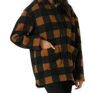 Lee Women's Fleece Button Down Long Sleeve Chore Jacket- medium